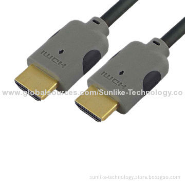 HDMI Cable, Double Color Molding with 24K Gold-plated Connector